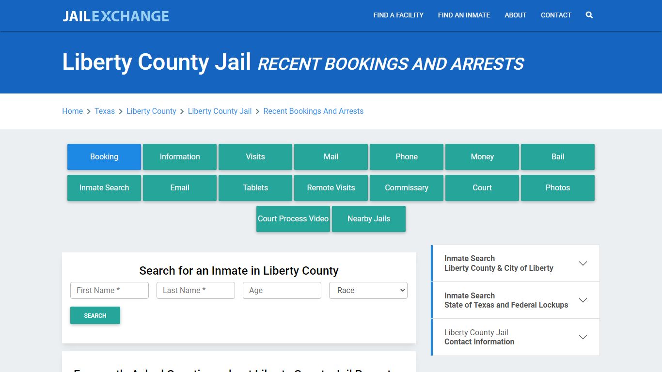 Liberty County Jail TX Recent Arrests and Bookings - Jail Exchange