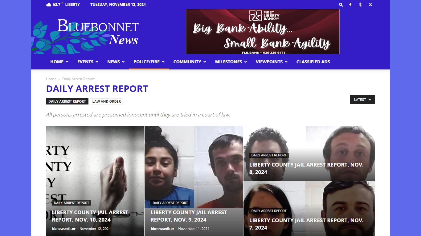 Daily Arrest Report Archives - Bluebonnet News